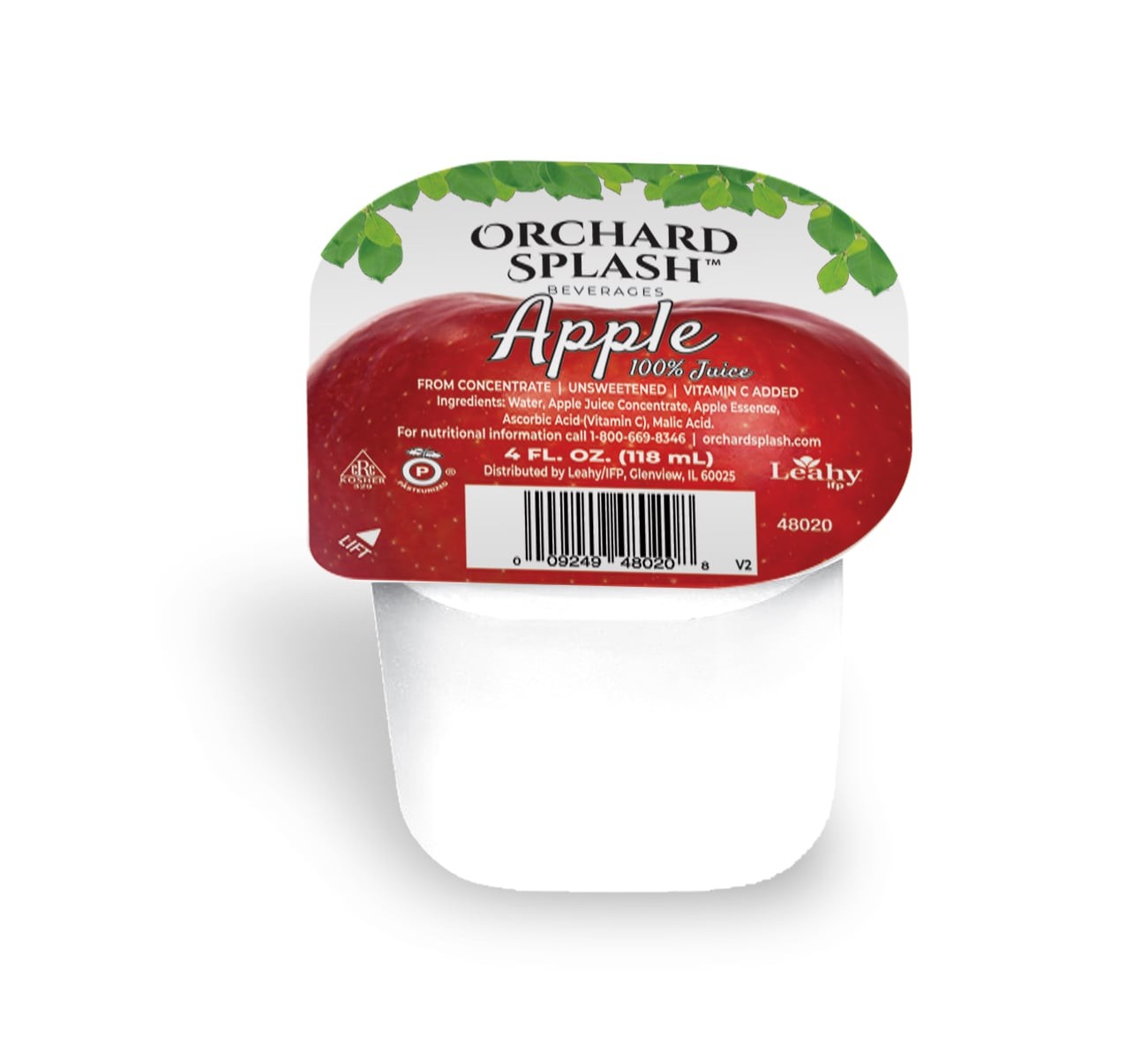 Orchard Splash 4oz Portion Control Juice Cups, Apple 100% (48 Aseptic Cups per Case)